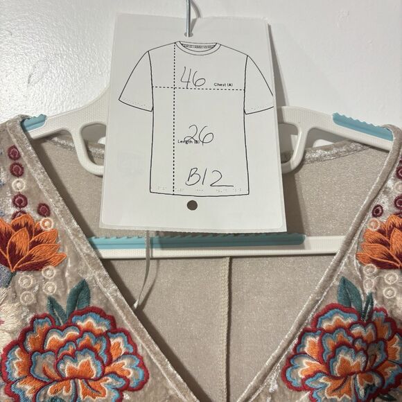 Savanna Jane Embroidered Boho Velvet Kimono Sleeve Top Size M/L Oversized - Picture 3 of 6